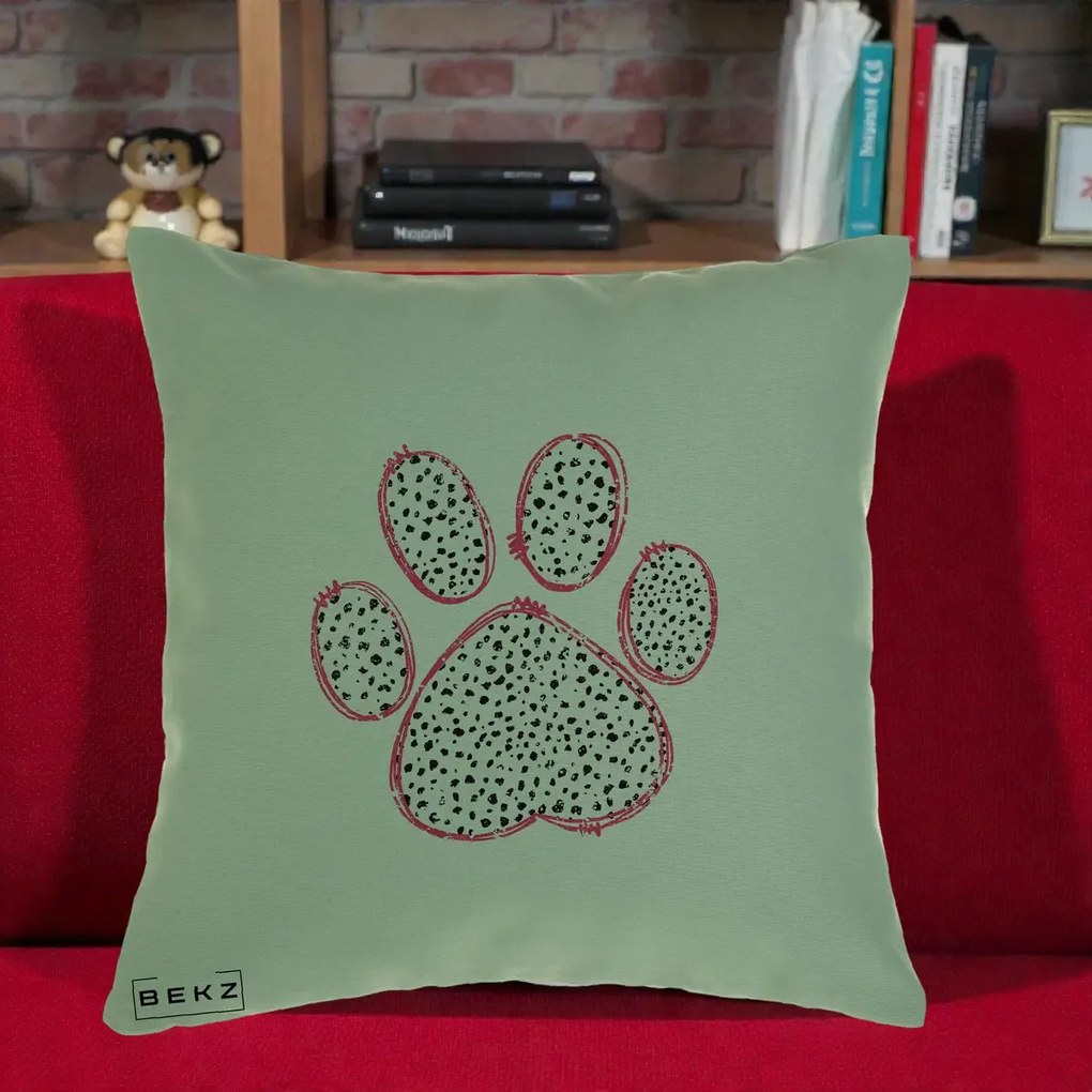 Perna Personalizata Labuta Dalmatian Roz Neon, 40x40 cm, Verde, Husa Detasabila, Perna Inclusa, BEKZ®