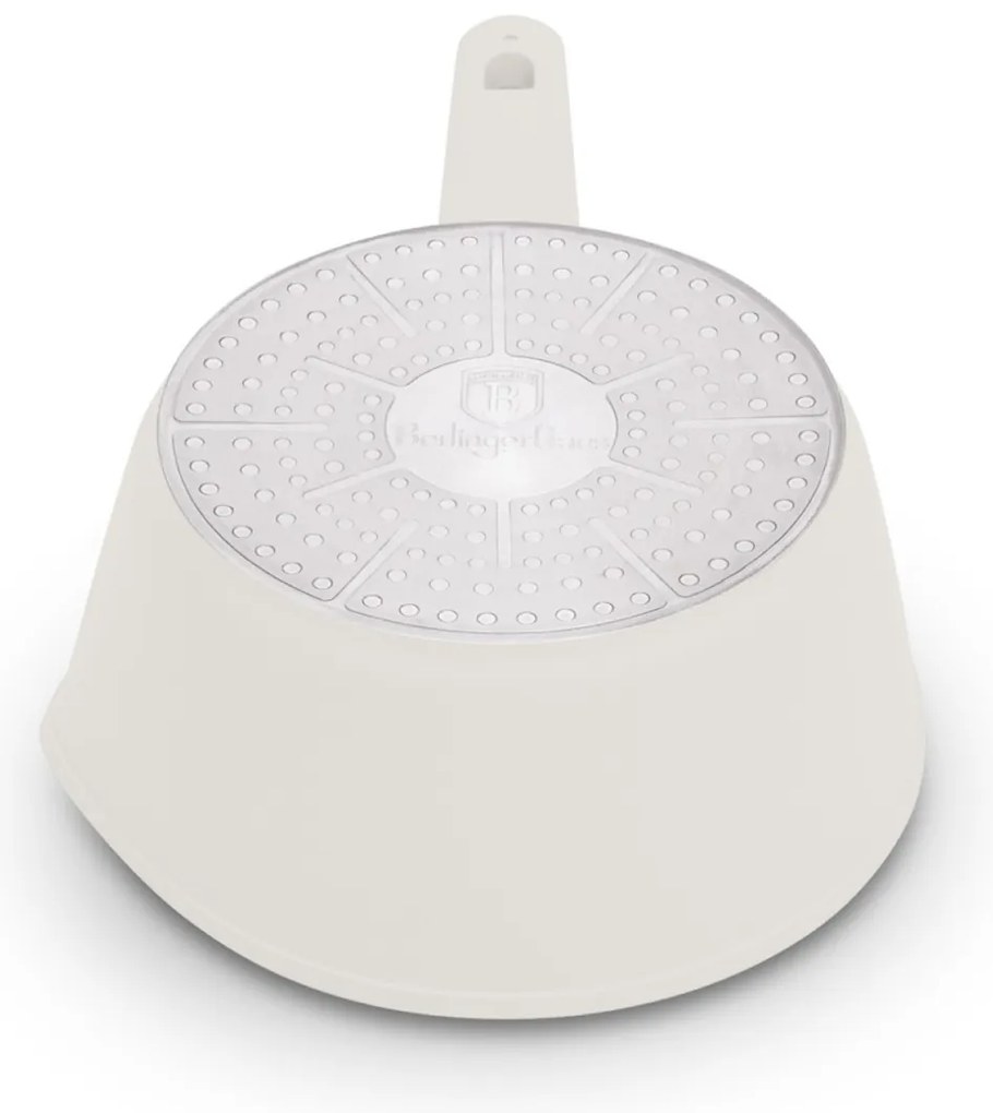 Oală pentru sos cu capac 16 cm, 1.2L – Berlinger Haus Sahara Collection BH 8058, crem, antiaderentă, pentru rețete rapide și încălzire