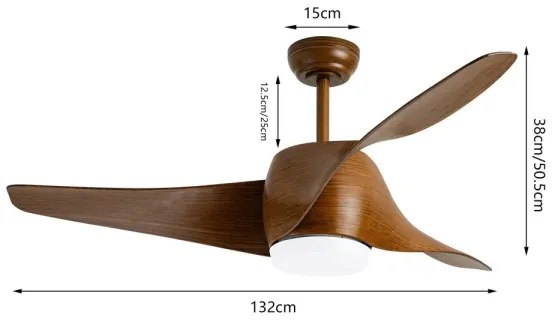 Ventilator de tavan Immax NEO 07286L-LED, LED/18W/230V, maro, Wi-Fi Tuya + telecomandă