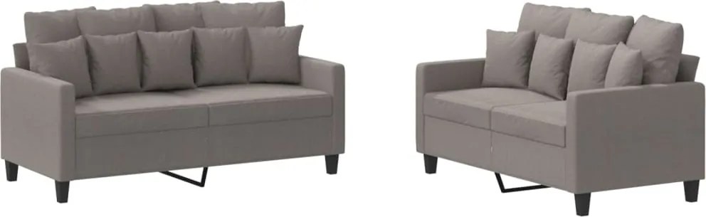 vidaXL Set de canapea cu perne, 2 piese, gri taupe, material textil