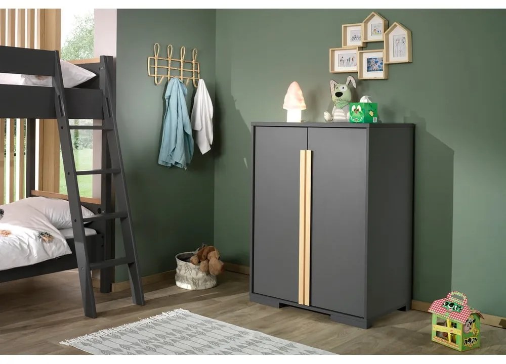 Dulap de copii pentru pat supraetajat Vipack London, gri închis