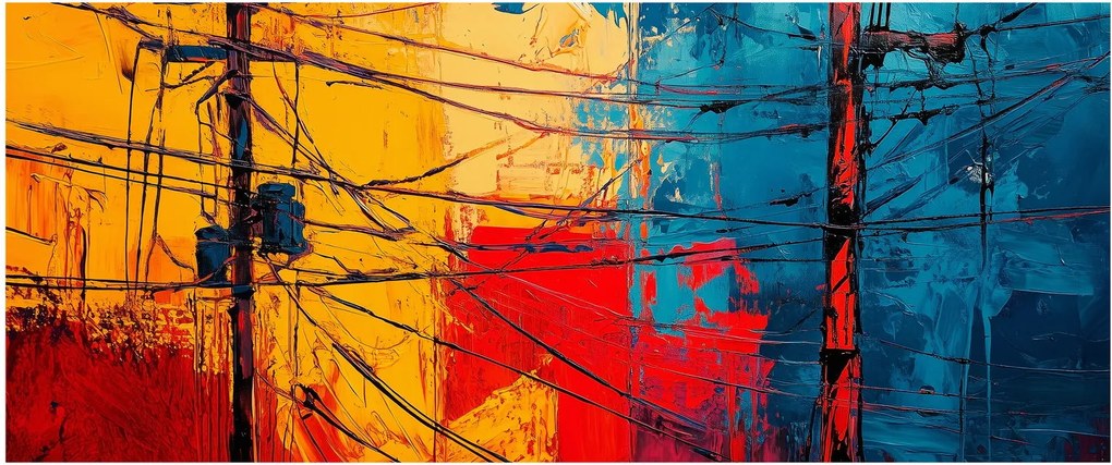 Tablou - Linii electrice abstracte (120x50 cm)