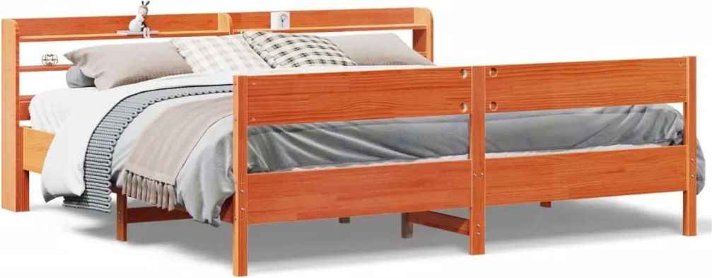 vidaXL Cadru de pat fără saltea, maro ceruit 200x200 cm lemn masiv pin