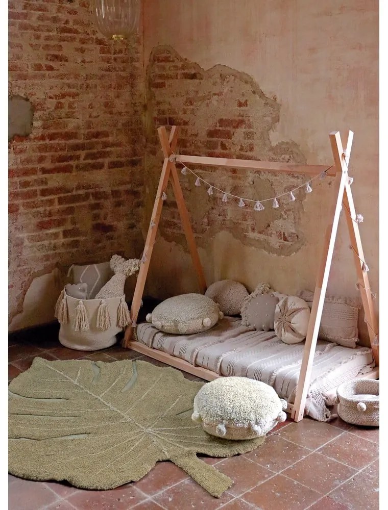Covor pentru copii kaki lavabil/țesut manual din bumbac 120x180 cm Monstera Olive – Lorena Canals