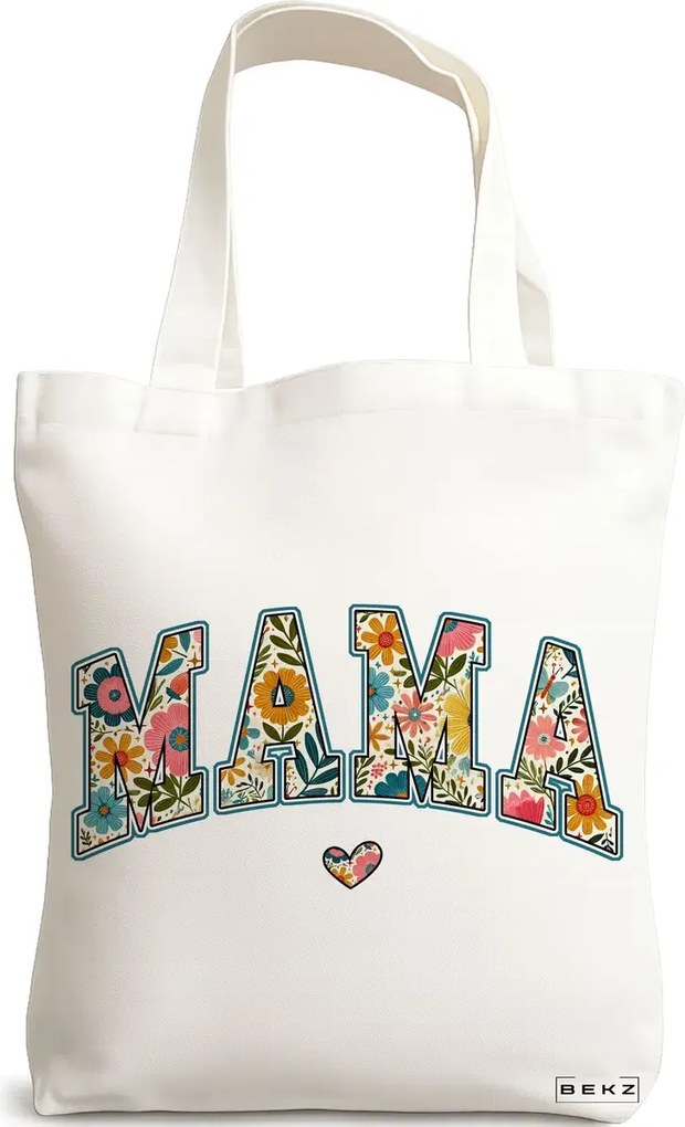 Sacosa de Panza pentru Cumparaturi, Geanta Tote, model Mama 3 38 x 34.5 cm, Alba, BEKZ®