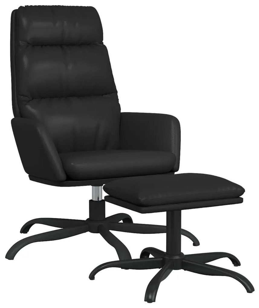 3097535 vidaXL Scaun relaxare cu taburet, negru, piele ecologică