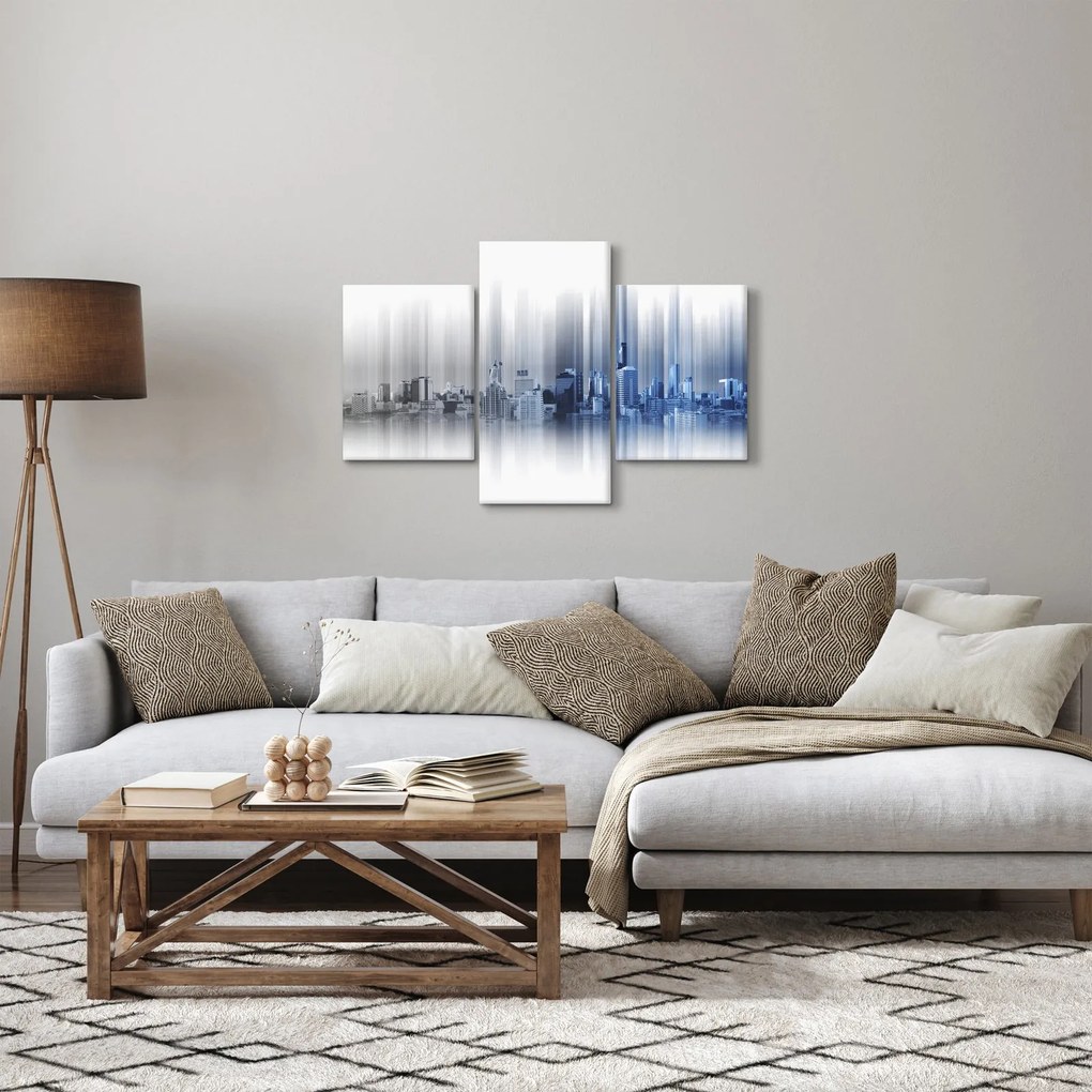 Tablou - Panorama orașului, albastru-gri (90x60 cm)