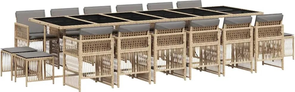vidaXL Set mobilier grădină cu perne, 17 piese bej combinat poliratan