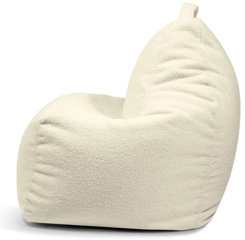 Fotoliu bean bag crem cu tapițerie din țesătură bouclé Play Amuse – SLOWDOWN