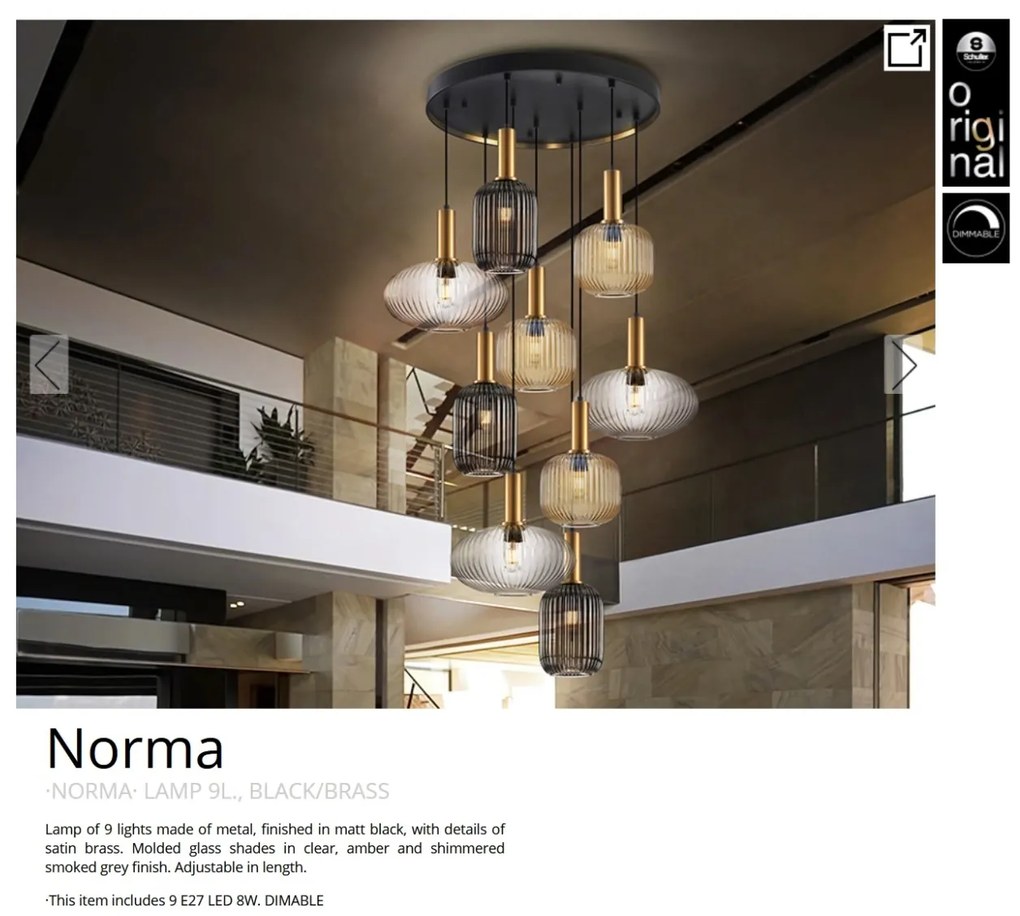 Lustra XXL moderna dimabila cu 9 pendule Norma