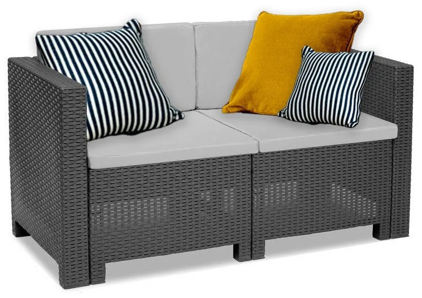 Canapea de grădină City cu 2 locuri, grafit