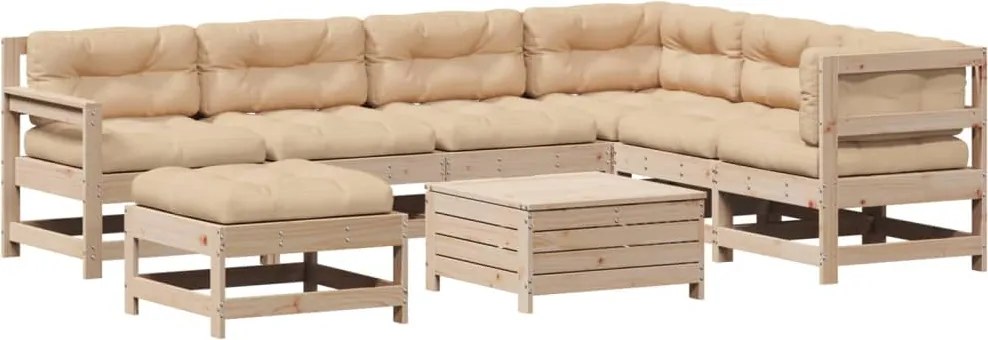 vidaXL Set mobilier de grădină cu perne, 8 piese, lemn masiv de pin