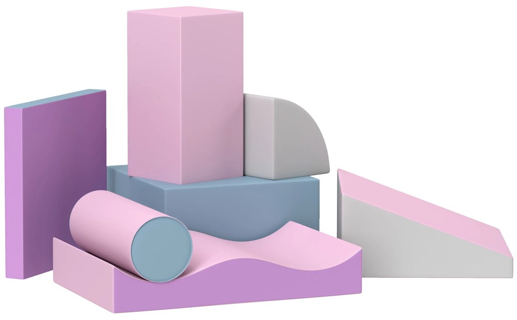 HOMCOM Set de Cuburi Moi pentru Copii, stimulează creativitatea, piele artificială, 40x40x20 cm, Multicolor, 1-3 ani | Aosom Romania