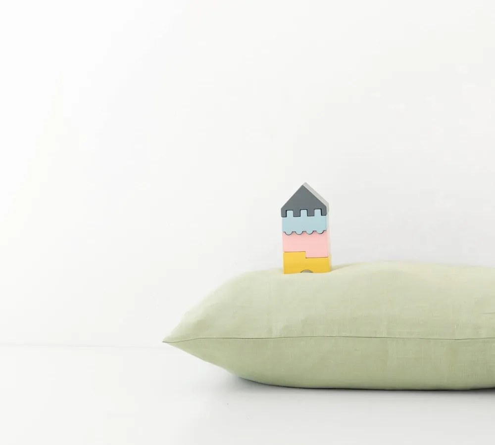 Față de pernă din in pentru copii Linen Tales Nature, 40 x 60 cm, verde