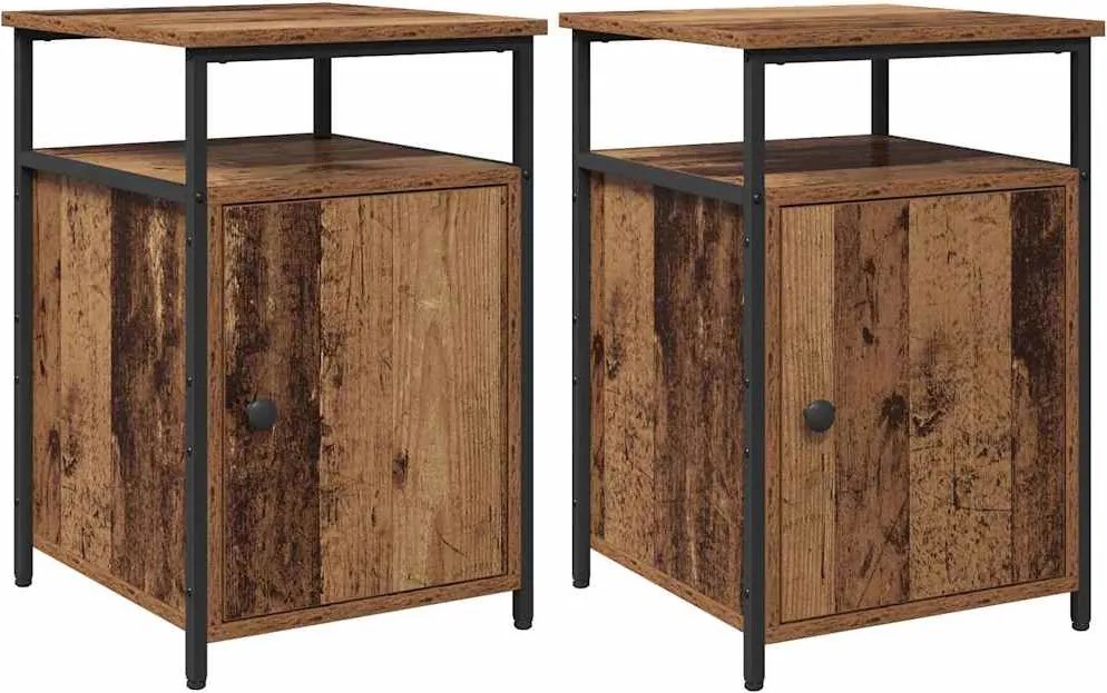 vidaXL Dulap de noapte Lemn vechi Lemn compozit