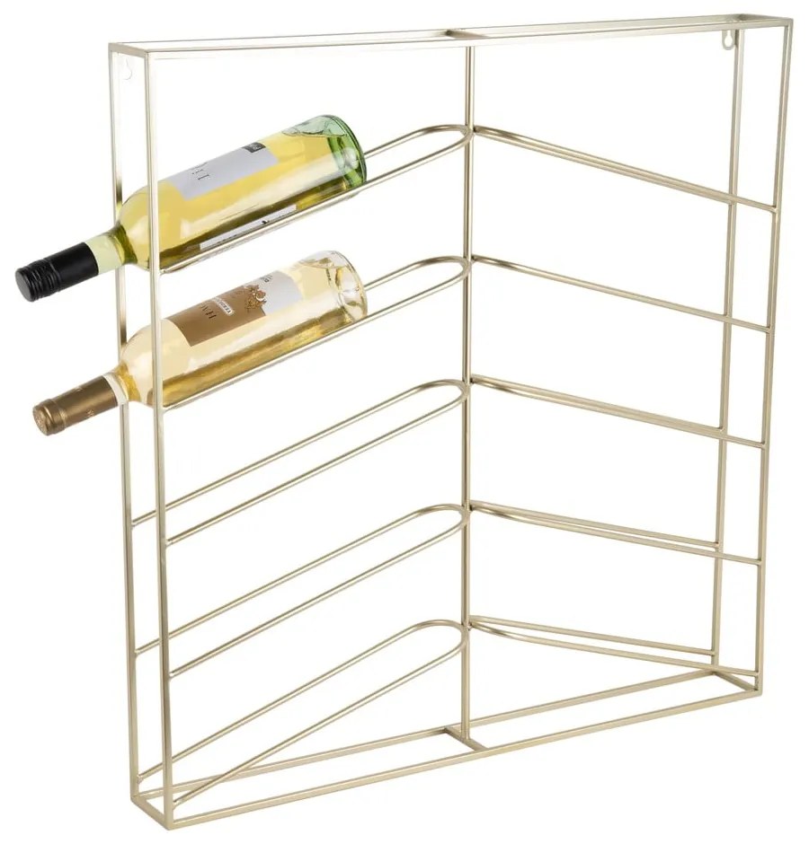 Raft pentru sticle de vin auriu pentru perete din metal număr de sticle 10 67x66x7,5 cm Cuadro – PT LIVING