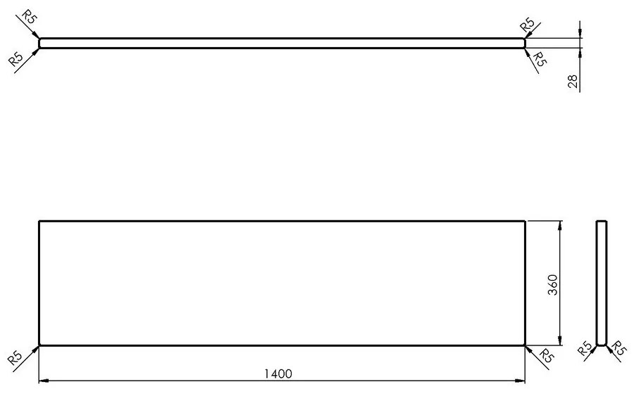 Blat sub chiuvetă în culoare naturală din lemn de stejar 140x36 cm Woody – Sapho