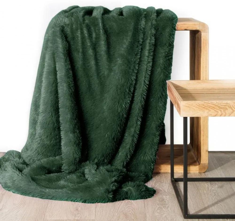 Pătură păroasă de o culoare de culoare verde Lăţime: 170 cm | Lungime: 210 cm