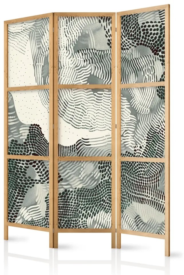 Paravan japonez - Wavy green - monochromatic composition of green spots