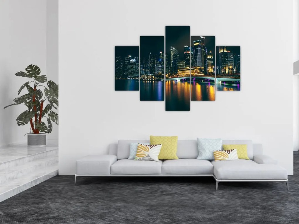 Tablou - Singapore noaptea (150x105 cm)