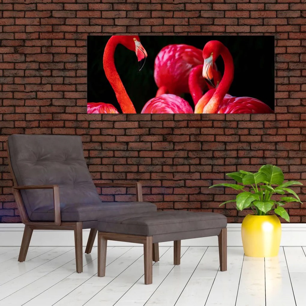 Tablou cu flamengo roșii (120x50 cm)