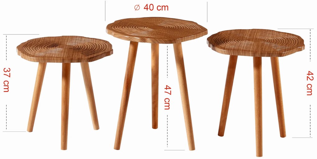 Set măsuțe cafea Totalky (nuc). 1127623