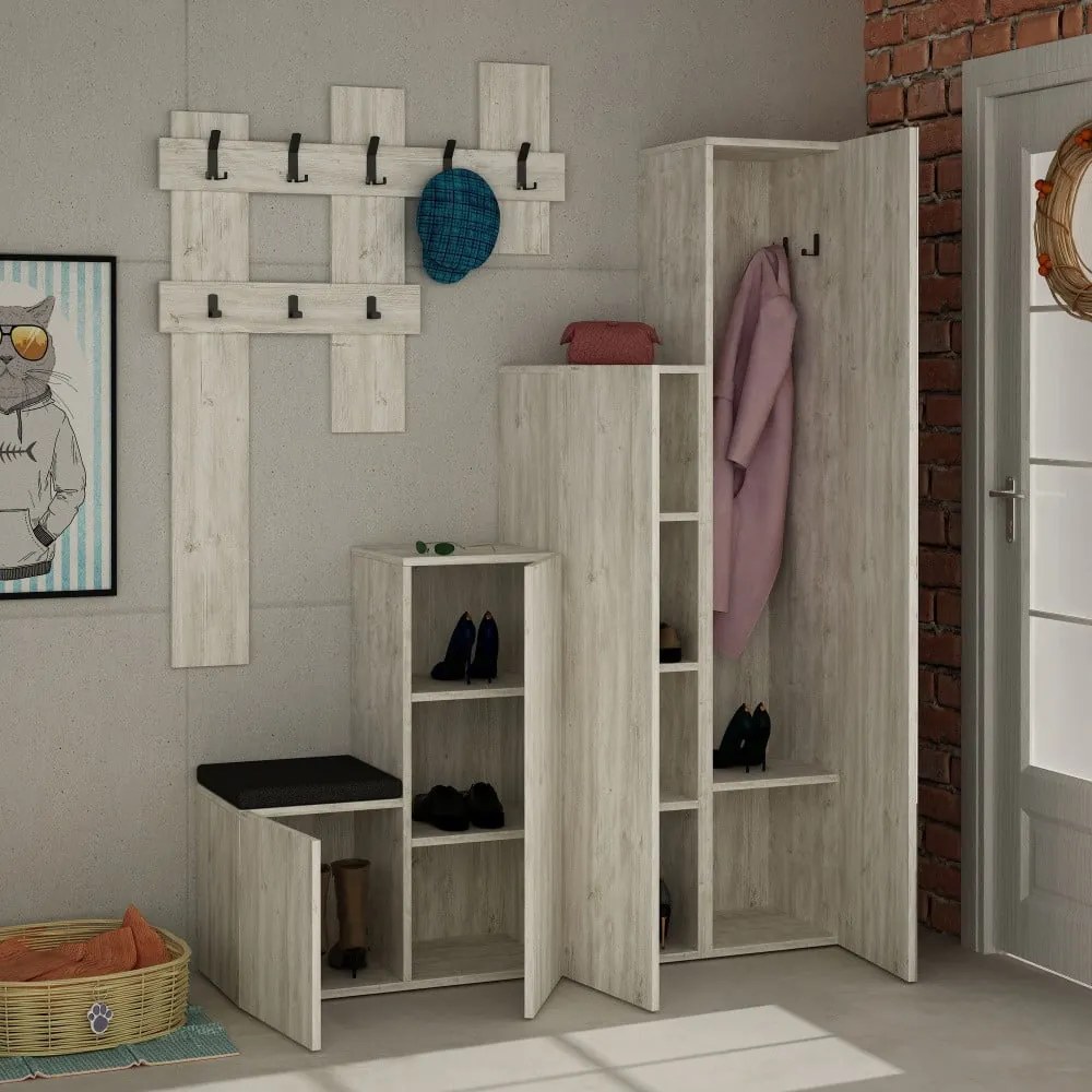Set dulap și cuier de perete Homitis Up, gri