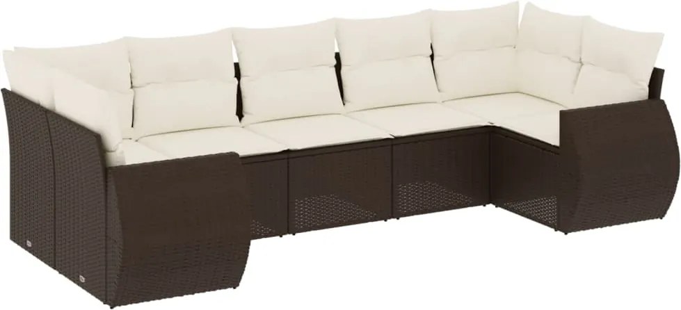 vidaXL Set canapele de grădină cu perne, 7 piese, maro, poliratan