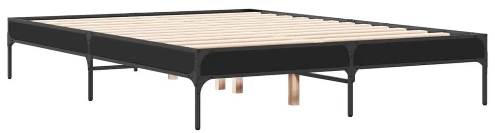 845021 vidaXL Cadru de pat, negru, 120x200 cm, lemn prelucrat și metal