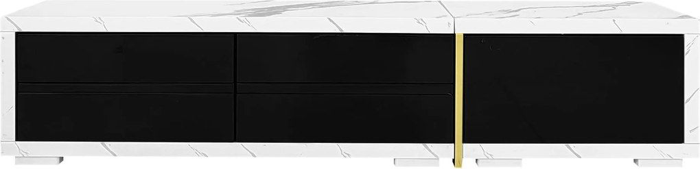 Dulap TV rotativ, Lungime variabilă, 140-260x40x30 cm, Alb+Negru