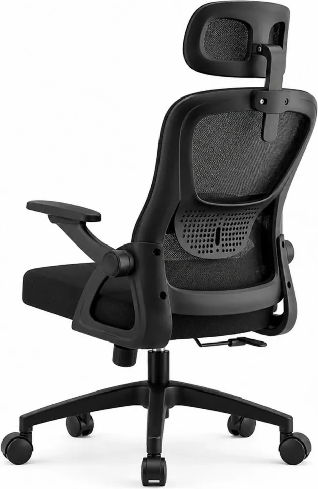 Scaun ergonomic, reglaje multiple, suport lombar, tetieră ajustabilă, Negru