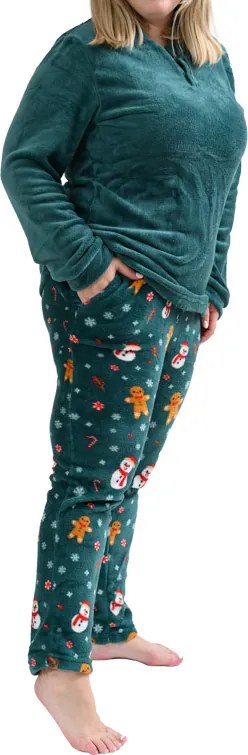 Pijama Cocolino microplus SNOWMAN AND GINGERBREAD verde - diverse marimi Marime: XL