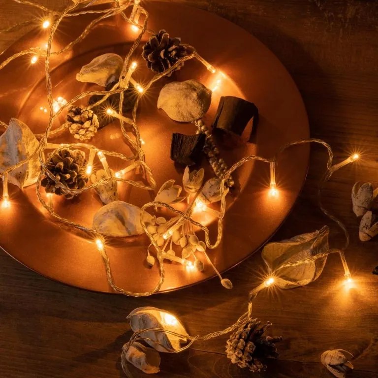 Set de lanțuri LED de Crăciun, 100 LED-uri, alb cald, 2 buc