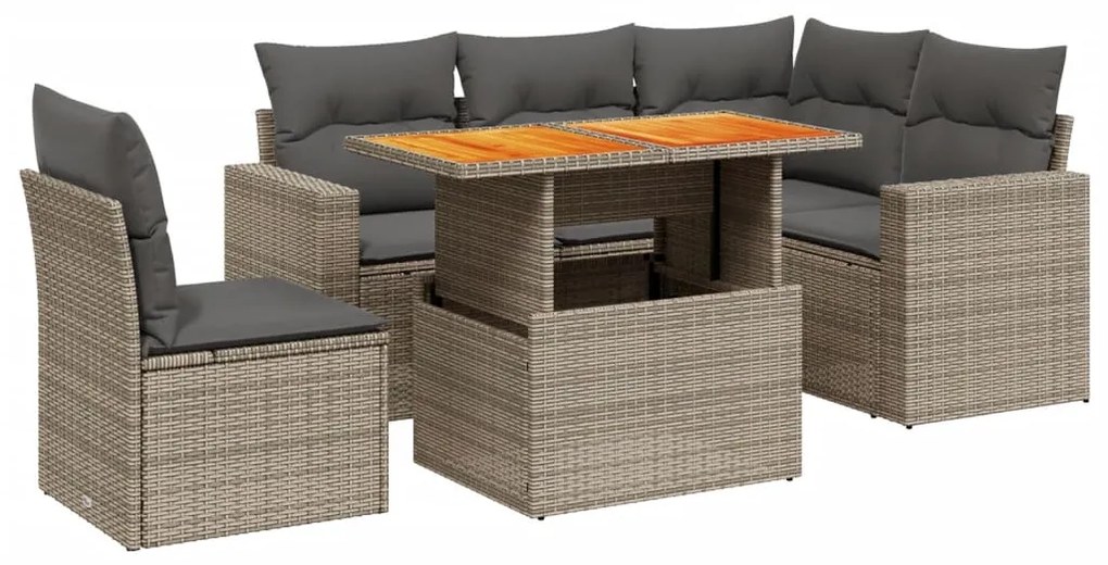 3271319 vidaXL Set mobilier grădină cu perne, 6 piese, gri, poliratan