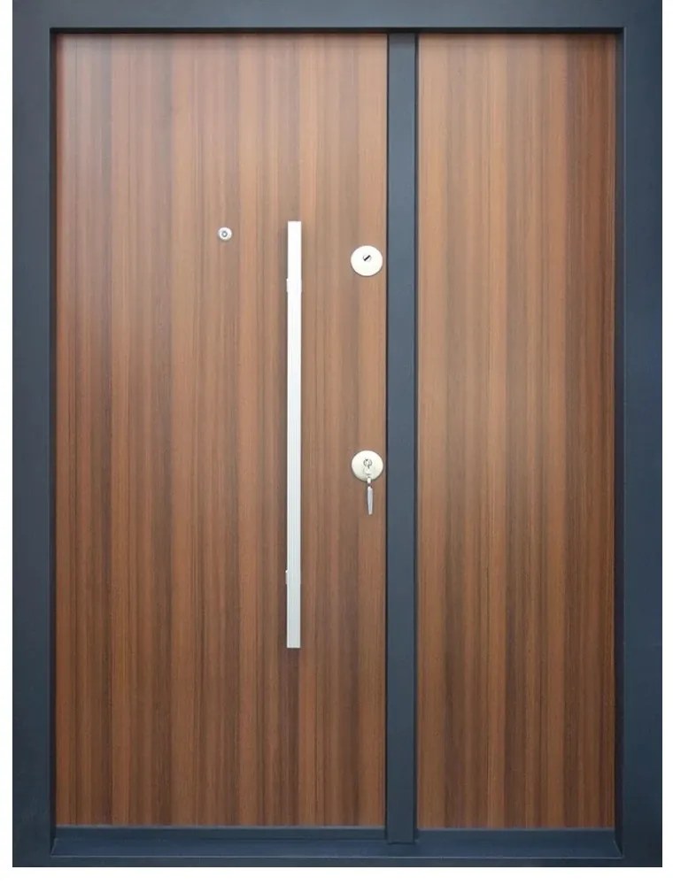 Usa metalica dubla de exterior cu izolatie si vizor Novo Doors NDS1400, Din compozit, 2 yale, Kit complet, Pentru case (Culoare: Gri Antracit,