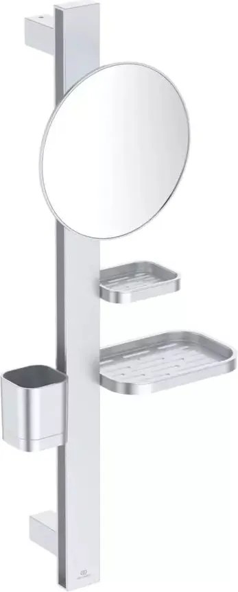 Set accesorii pentru lavoar Ideal Standard Alu+ argintiu mat din aluminiu 70 cm cu oglinda mobila
