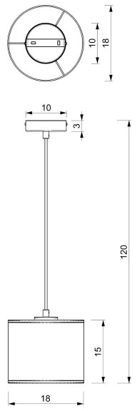 Lustră pe cablu RATTAN 1xE27/60W/230V d. 18 cm ratan