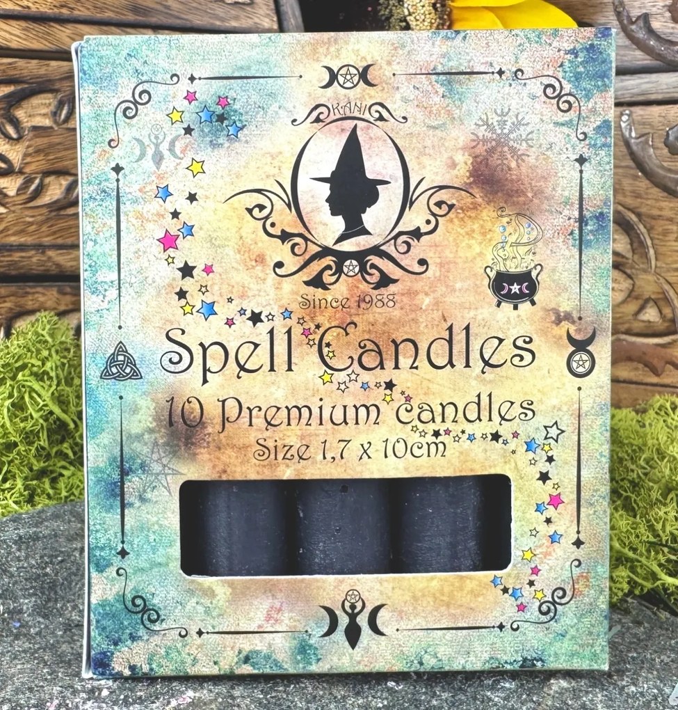 Set 10 lumanari gri pentru ritualuri de magie lunara, reflectie si echilibru, 10x1.7 cm