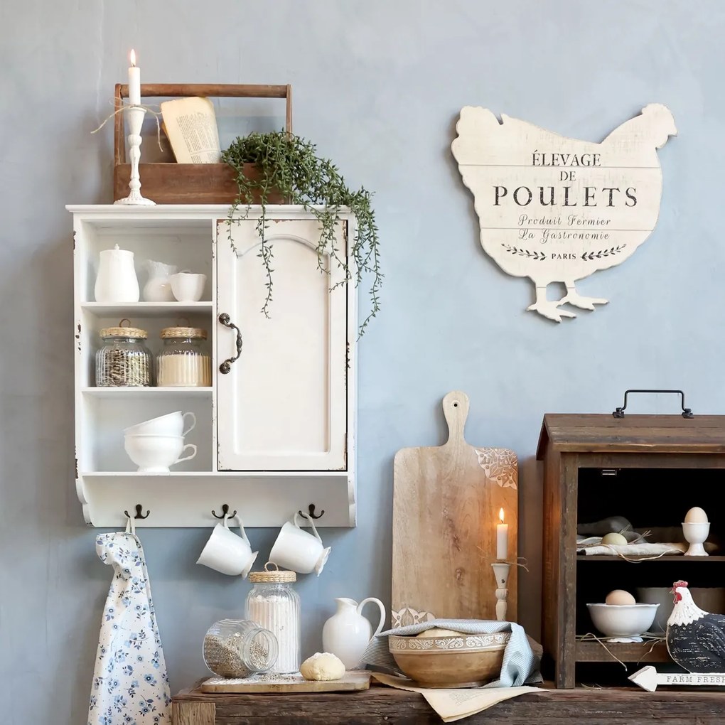 Decoratiune de perete, din lemn de pin, Poulets