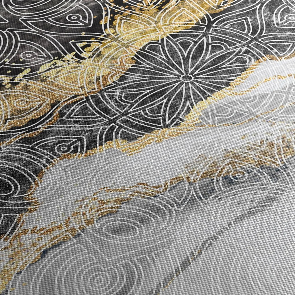Tablou - Mandala în marmură (cu ceas) (90x30 cm)