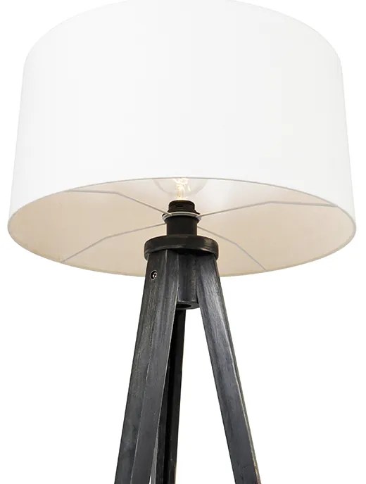 Lampă de podea cu trepied negru cu abajur alb 50 cm - Tripod Classic