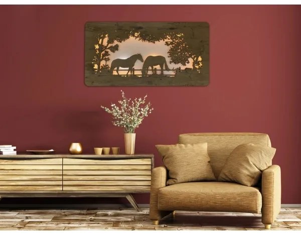 Li-Go 5012/B/4 – Decorațiune LED de perete, 10W/5V, 30000 mAh, 120x60 cm, stejar