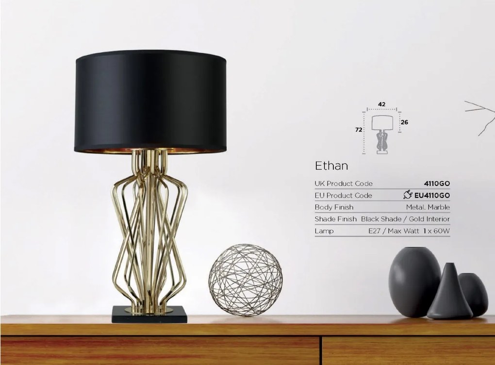 Veioza / Lampa de masa decorativa design elegant Ethan EU4110GO SRT