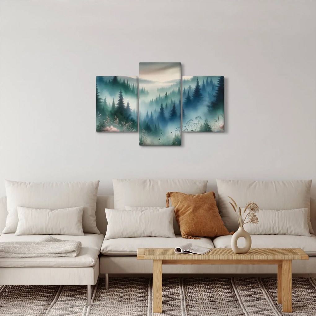 Tablou - Peisaj forestier cu ceață (90x60 cm)