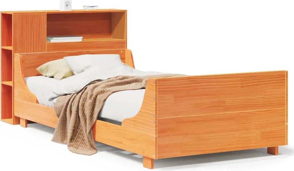 vidaXL Cadru pat fără saltea, maro ceruit, 75x190 cm, lemn masiv pin