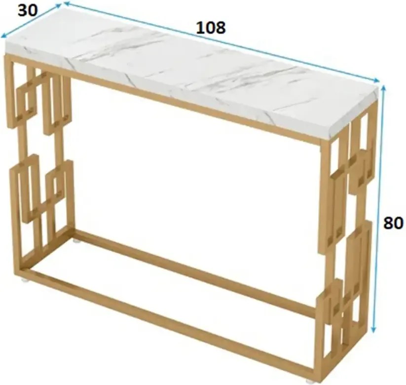 Consola Asia din metal auriu,108x80x30 cm