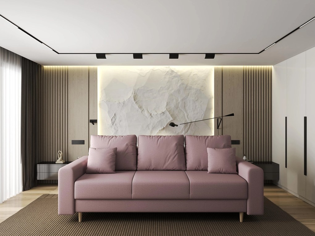 Canapea extensibilă dumonde cu ladă de depozitare si sezut confortabil din spuma high-density, Kronos Enjoy Flamingo 210x100 cm