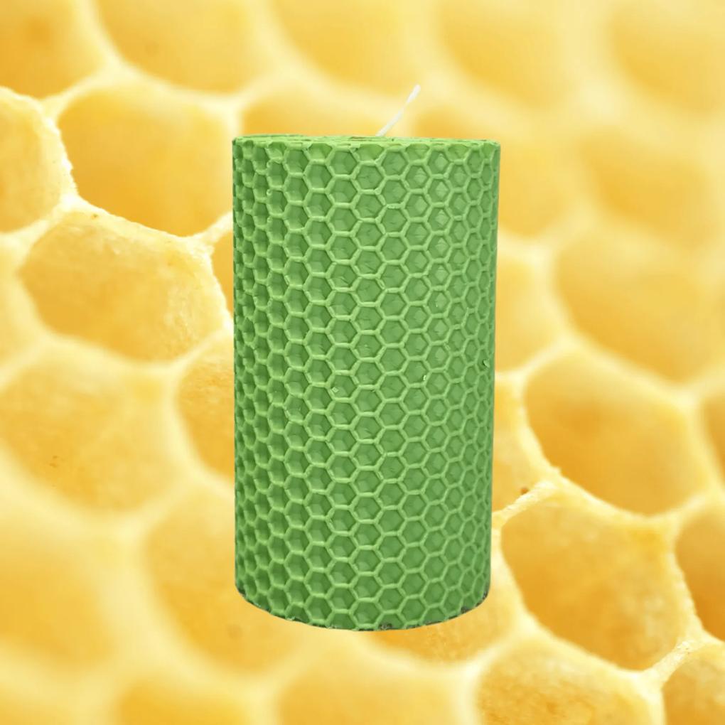 Lumanare Marturie  din Ceara de Albine naturala tip fagure colorat - Verde deschis Verde deschis, 10 cm, 3,5 cm
