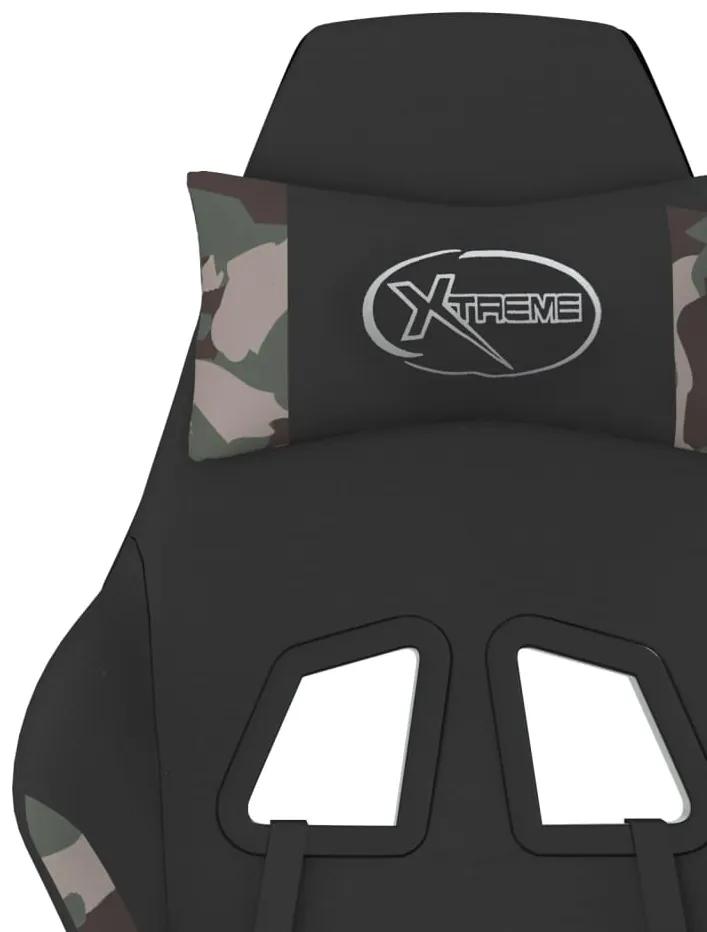 Scaun de gaming cu suport picioare, negru si camuflaj, textil 1, black and camouflage, Cu suport de picioare