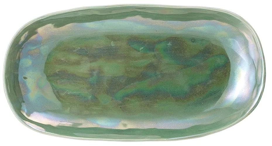 Platou din gresie ceramică Bloomingville Paula, 23,5 x 12,5 cm, verde